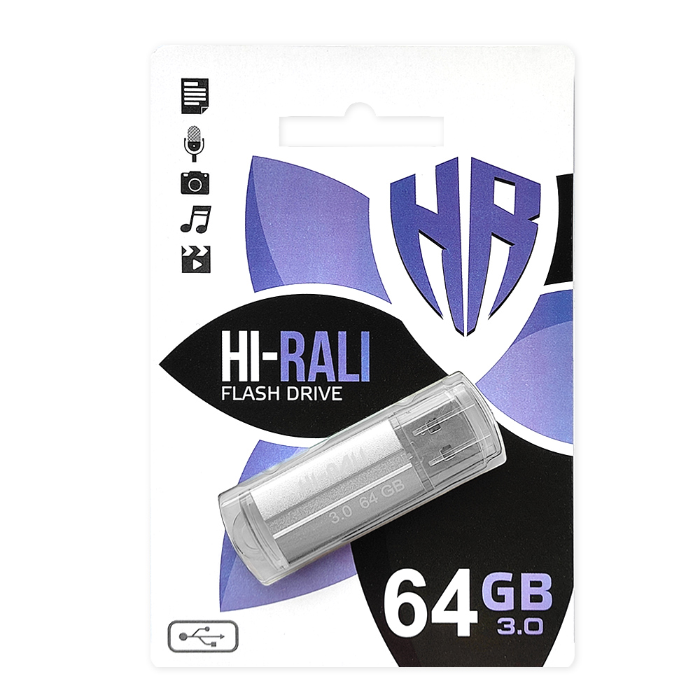 Флеш-накопичувач USB3.0 64GB Hi-Rali Corsair Series Silver (HI-64GB3CORSL)